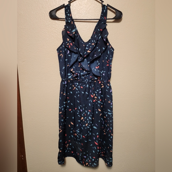 Navy Blue Ruffle Dress - Picture 1 of 3